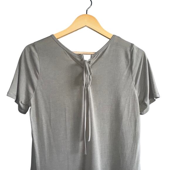 Mote Soft Peplum Hem Short Sleeve Top with Back Tie Size S - Picture 3 of 7